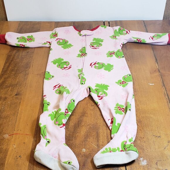 2 Pink Frog One Piece Zipper Sleepers for Baby 18 Months: Gerber & Just One You - Picture 4 of 11